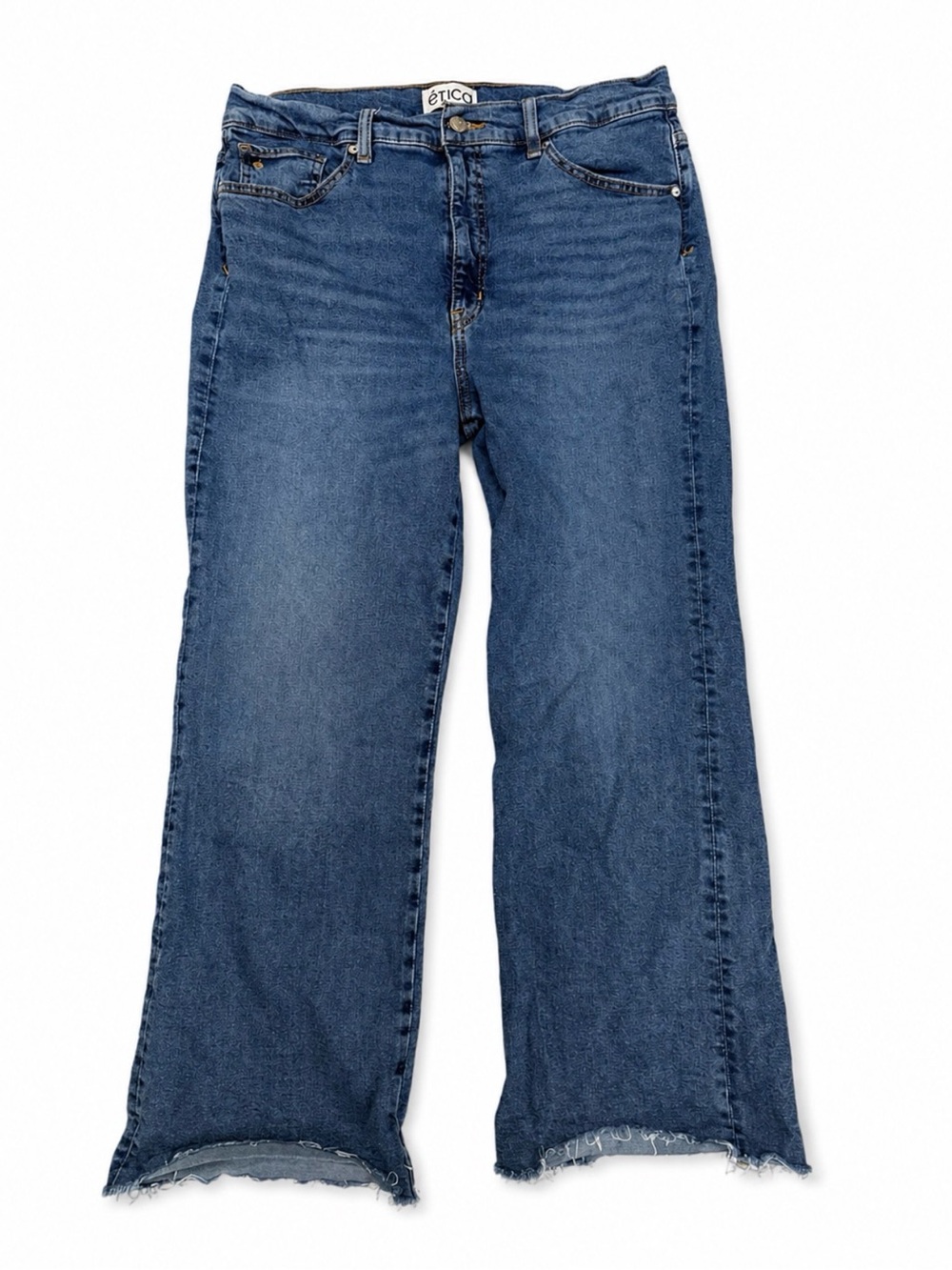 Etica Wide Leg Jeans Women 32 Cropped Raw Hem‎ High Rise Flare Denim